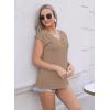 imageDisamer Womens Summer Tank Tops 2025 Trendy Cap Sleeve Shirts Fashion Cute Loose Fit V Neck Dressy Casual BlousesA Pure Khaki