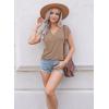 imageDisamer Womens Summer Tank Tops 2025 Trendy Cap Sleeve Shirts Fashion Cute Loose Fit V Neck Dressy Casual BlousesA Pure Khaki