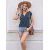 imageDisamer Womens Summer Tank Tops 2025 Trendy Cap Sleeve Shirts Fashion Cute Loose Fit V Neck Dressy Casual BlousesA Pure Navy