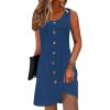imageDisamer Summer Dresses for Women 2025 Beach Vacation Clothes Casual Dress Boho Spring Dresses Pleated Sleeveless SundressesPure Blue