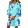 imageDisamer Summer Dresses for Women Casual 2025 Spring V Neck Ruffle Short Sleeve Button Down TShirt DressDye Blue