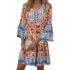 imageDisamer Summer Dresses for Women Casual 2025 Spring V Neck Ruffle Short Sleeve Button Down TShirt DressFlower Flag