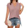 imageDisamer Womens Summer Tank Tops 2025 Trendy Cap Sleeve Shirts Fashion Cute Loose Fit V Neck Dressy Casual BlousesA Pure Brown