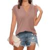 imageDisamer Womens Summer Tank Tops 2025 Trendy Cap Sleeve Shirts Fashion Cute Loose Fit V Neck Dressy Casual BlousesA Pure Khaki