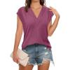 imageDisamer Womens Summer Tank Tops 2025 Trendy Cap Sleeve Shirts Fashion Cute Loose Fit V Neck Dressy Casual BlousesA Pure Purple