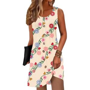 imageDisamer Summer Dresses for Women 2025 Beach Vacation Clothes Casual Dress Boho Spring Dresses Pleated Sleeveless SundressesLeaf Green
