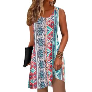 imageDisamer Summer Dresses for Women 2025 Beach Vacation Clothes Casual Dress Boho Spring Dresses Pleated Sleeveless SundressesPlaid Green