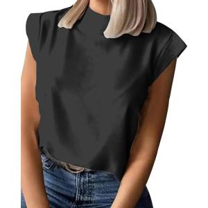imageDisamer Womens Summer Tank Tops Trendy 2025 Casual Cute Print Loose Fit Short Sleeve T Shirts Basic Tee TopsA Pure Black