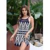 imageDisamer Beach Dresses for Women 2025 Vacation Beach Coverups Summer Halter Dresses Sexy Sleeveless SundressesStriped Blue Check