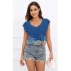 imageDisamer Womens T Shirts Short Sleeve Basic Tee Casual Summer Tops 2025 Fashion Crew Neck Loose Fit BlouseFlower Blue