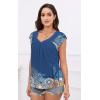 imageDisamer Womens T Shirts Short Sleeve Basic Tee Casual Summer Tops 2025 Fashion Crew Neck Loose Fit BlouseFlower Blue