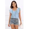 imageDisamer Womens T Shirts Short Sleeve Basic Tee Casual Summer Tops 2025 Fashion Crew Neck Loose Fit BlouseFlower Light Blue