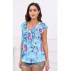 imageDisamer Womens T Shirts Short Sleeve Basic Tee Casual Summer Tops 2025 Fashion Crew Neck Loose Fit BlouseFlower Shading Blue