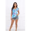 imageDisamer Womens T Shirts Short Sleeve Basic Tee Casual Summer Tops 2025 Fashion Crew Neck Loose Fit BlouseFlower Shading Blue