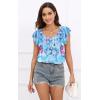 imageDisamer Womens T Shirts Short Sleeve Basic Tee Casual Summer Tops 2025 Fashion Crew Neck Loose Fit BlouseFlower Shading Blue