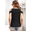 imageDisamer Womens Tops Summer Off The Shoulder 2025 Spring Fashion Short Sleeve T Shirt Basic Tees Sexy Dressy Casual BlouseLace Black
