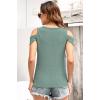 imageDisamer Womens Tops Summer Off The Shoulder 2025 Spring Fashion Short Sleeve T Shirt Basic Tees Sexy Dressy Casual BlouseLace Green
