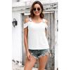 imageDisamer Womens Tops Summer Off The Shoulder 2025 Spring Fashion Short Sleeve T Shirt Basic Tees Sexy Dressy Casual BlouseLace White