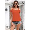 imageDisamer Womens Tops Summer Off The Shoulder 2025 Spring Fashion Short Sleeve T Shirt Basic Tees Sexy Dressy Casual BlouseLiu Orange