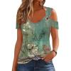 imageDisamer Womens Tops Summer Off The Shoulder 2025 Spring Fashion Short Sleeve T Shirt Basic Tees Sexy Dressy Casual BlouseFlower Green