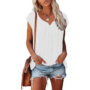 imageDisamer Womens T Shirts Short Sleeve Basic Tee Casual Summer Tops 2025 Fashion Crew Neck Loose Fit BlouseA Pure White