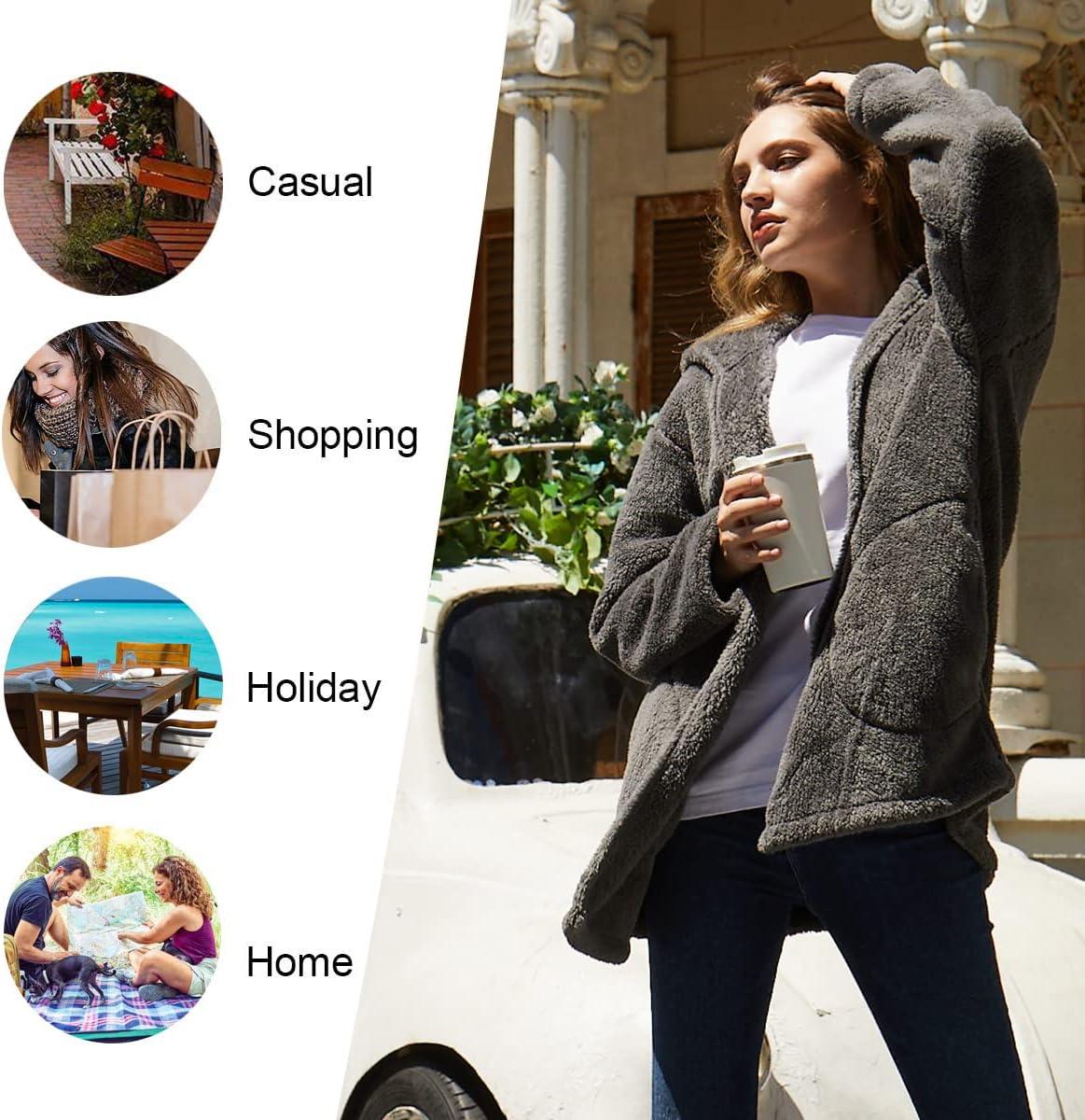 imageLONGYUAN Womens Jacket Winter Coats Hooded Cardigan Fleece SweatersCaramela