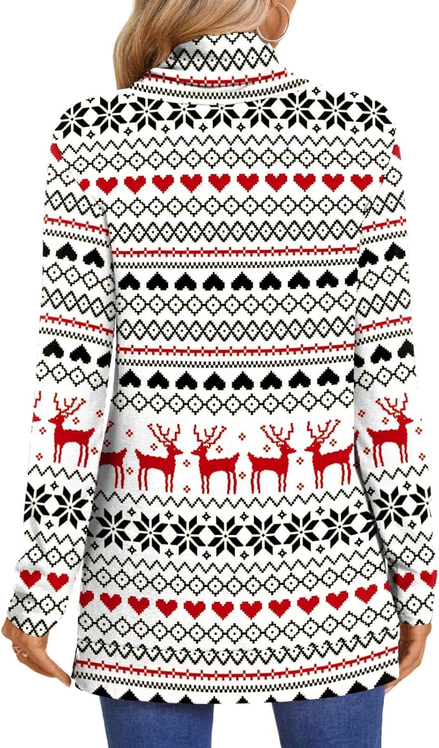 imageLONGYUAN Womens Tunic Tops Long Sleeve Shirts Turtleneck 2025 Trendy Lightweight SweatersRed Deer