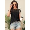 imageDisamer Womens Cap Sleeve Summer Tops Casual Crew Neck Lace Fashion Loose Fit Short Sleeve Shirts Tunic BlouseA Pure Black