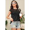 imageDisamer Womens Cap Sleeve Summer Tops Casual Crew Neck Lace Fashion Loose Fit Short Sleeve Shirts Tunic BlouseA Pure Black
