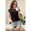 imageDisamer Womens Cap Sleeve Summer Tops Casual Crew Neck Lace Fashion Loose Fit Short Sleeve Shirts Tunic BlouseA Pure Black