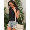 imageDisamer Womens Cap Sleeve Summer Tops Casual Crew Neck Lace Fashion Loose Fit Short Sleeve Shirts Tunic BlouseA Pure Black