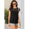 imageDisamer Womens Cap Sleeve Summer Tops Casual Crew Neck Lace Fashion Loose Fit Short Sleeve Shirts Tunic BlouseA Pure Black