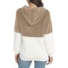 imageLONGYUAN Women Casual Hoodies Fashion Fuzzy Warm Pullover Sherpa Outerwear with Pockets01khaki Whitezs