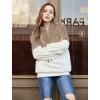 imageLONGYUAN Women Casual Hoodies Fashion Fuzzy Warm Pullover Sherpa Outerwear with Pockets01khaki Whitezs