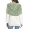 imageLONGYUAN Women Casual Hoodies Fashion Fuzzy Warm Pullover Sherpa Outerwear with PocketsAvocado White