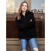 imageLONGYUAN Women Casual Hoodies Fashion Fuzzy Warm Pullover Sherpa Outerwear with PocketsBlack