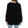 imageLONGYUAN Women Casual Hoodies Fashion Fuzzy Warm Pullover Sherpa Outerwear with PocketsBlack