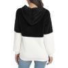 imageLONGYUAN Women Casual Hoodies Fashion Fuzzy Warm Pullover Sherpa Outerwear with PocketsBlack White