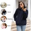imageLONGYUAN Women Casual Hoodies Fashion Fuzzy Warm Pullover Sherpa Outerwear with PocketsBurgundy2