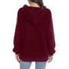 imageLONGYUAN Women Casual Hoodies Fashion Fuzzy Warm Pullover Sherpa Outerwear with PocketsBurgundy2