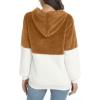 imageLONGYUAN Women Casual Hoodies Fashion Fuzzy Warm Pullover Sherpa Outerwear with PocketsCaramel White