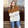 imageLONGYUAN Women Casual Hoodies Fashion Fuzzy Warm Pullover Sherpa Outerwear with PocketsCaramel White