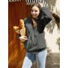 imageLONGYUAN Women Casual Hoodies Fashion Fuzzy Warm Pullover Sherpa Outerwear with PocketsDeep Grey