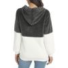 imageLONGYUAN Women Casual Hoodies Fashion Fuzzy Warm Pullover Sherpa Outerwear with PocketsDeep Grey White