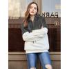 imageLONGYUAN Women Casual Hoodies Fashion Fuzzy Warm Pullover Sherpa Outerwear with PocketsDeep Grey White