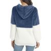 imageLONGYUAN Women Casual Hoodies Fashion Fuzzy Warm Pullover Sherpa Outerwear with PocketsLight Blue White