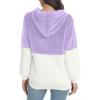 imageLONGYUAN Women Casual Hoodies Fashion Fuzzy Warm Pullover Sherpa Outerwear with PocketsLight Purple White