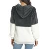 imageLONGYUAN Women Casual Hoodies Fashion Fuzzy Warm Pullover Sherpa Outerwear with PocketsMedium Gray White