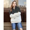 imageLONGYUAN Women Casual Hoodies Fashion Fuzzy Warm Pullover Sherpa Outerwear with PocketsMedium Gray White