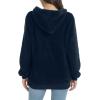 imageLONGYUAN Women Casual Hoodies Fashion Fuzzy Warm Pullover Sherpa Outerwear with PocketsNavy Blue